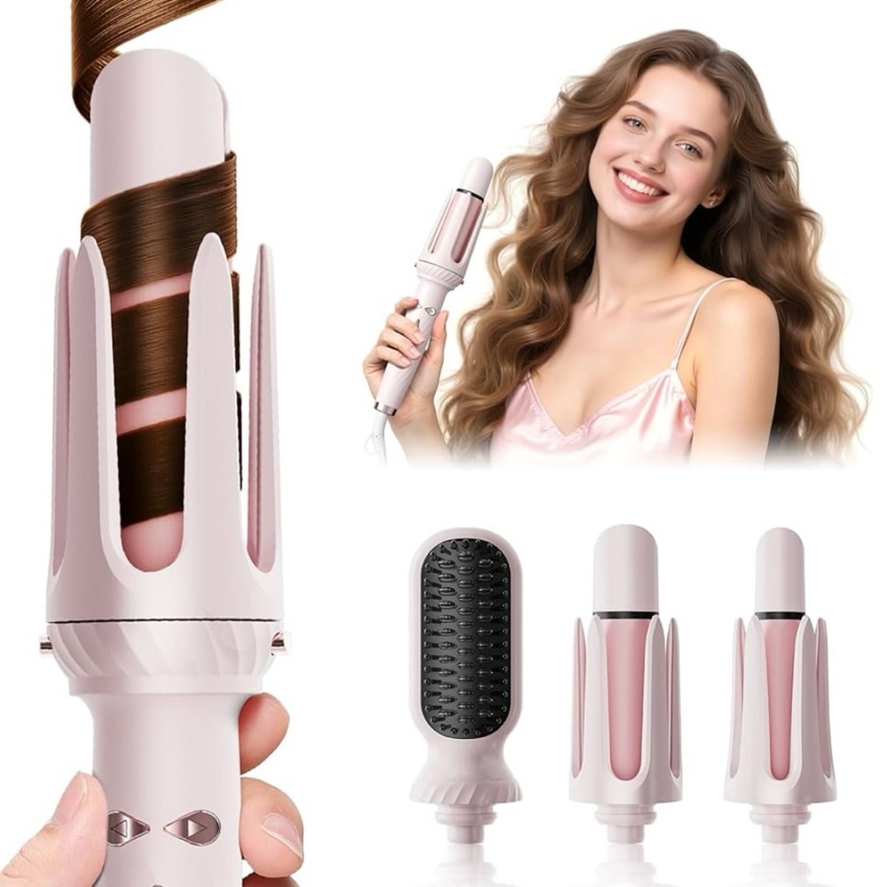 NWT 3 in 1 Automatic Hair Curler- Ceramic, Pink